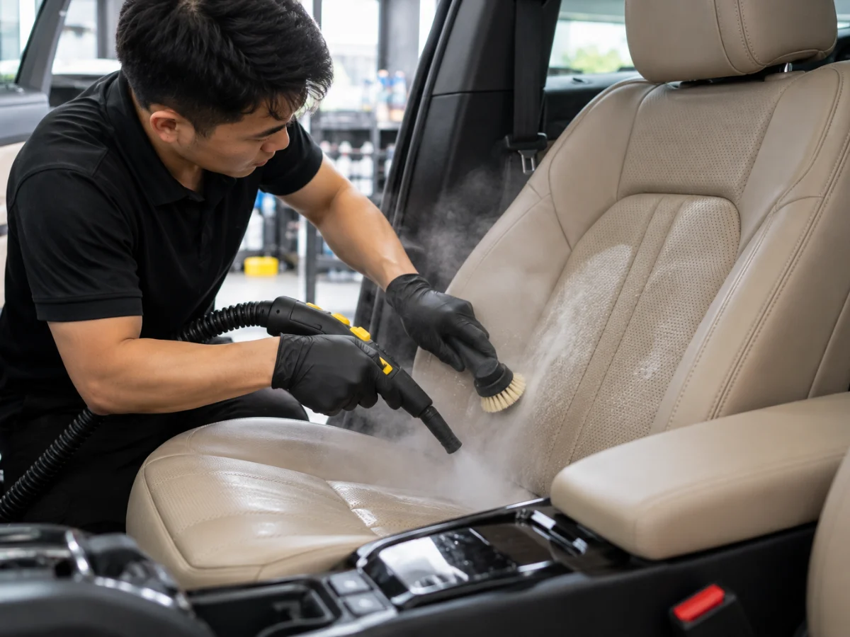 Vệ sinh nội thất ô tô bằng hơi nước